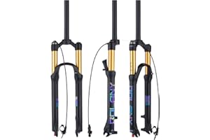 BOLANY 26/27.5/29 MTB Bike Air Suspension Fork Shock Absorber Rebound Adjustment 1 1/8 Straight Tube QR 9mm Travel 100mm Manual/Remote Locking Fit Mountain/Road Bike