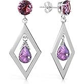 2.4 CTW 14k Solid White Gold Chandelier Earrings Amethyst