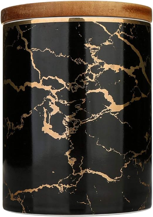 Amazon Com Food Storage Jar Ceramic Kitchen Canisters With Airtight Seal Bamboo Lid Food Storage Canister For Tea Coffee Bean Spice Sugar Flour 98x128mm Kitchen Dining