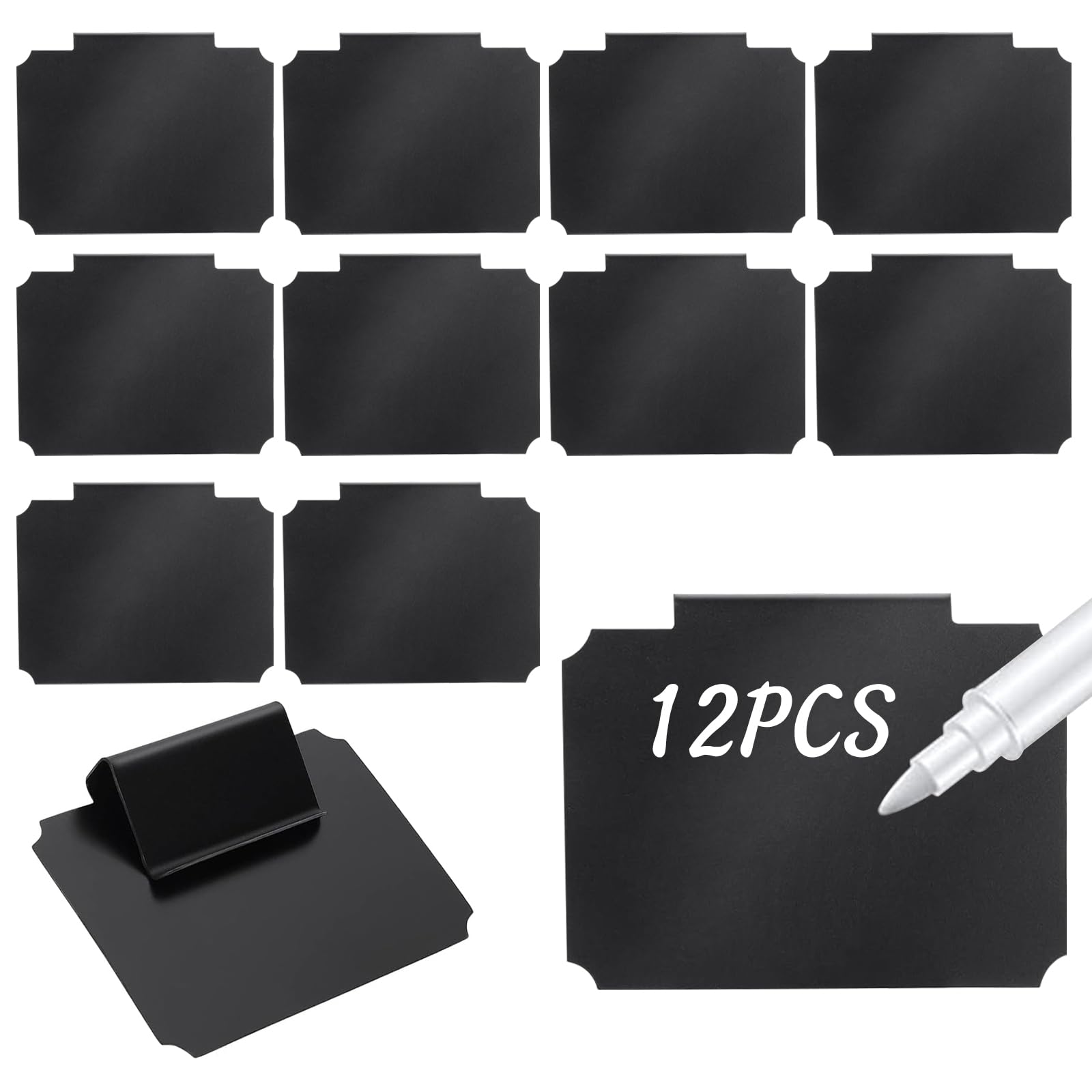 Basket Label Clip On 12 PCS Chalkboard Labels Holder for Storage Boxes Removable Black Pantry Baskets Marke Clips On Tags for Bins Organization
