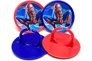 Blue Fox Baking Spiderman Cupcake Toppers Party Favors Supplies Birthday Decorations Rings- Package of 12