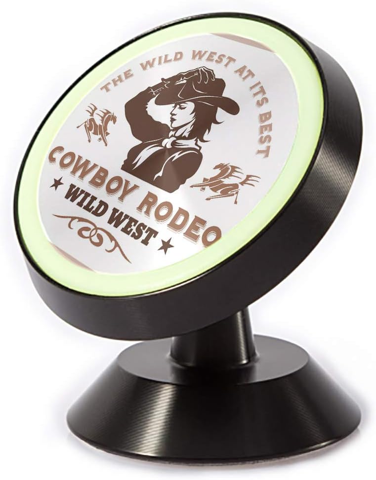 Tinmun Magnetic Phone Car Mount, American Cowboy Rodeo Cowgirl America Universal Car Phone Holder for Dashboard