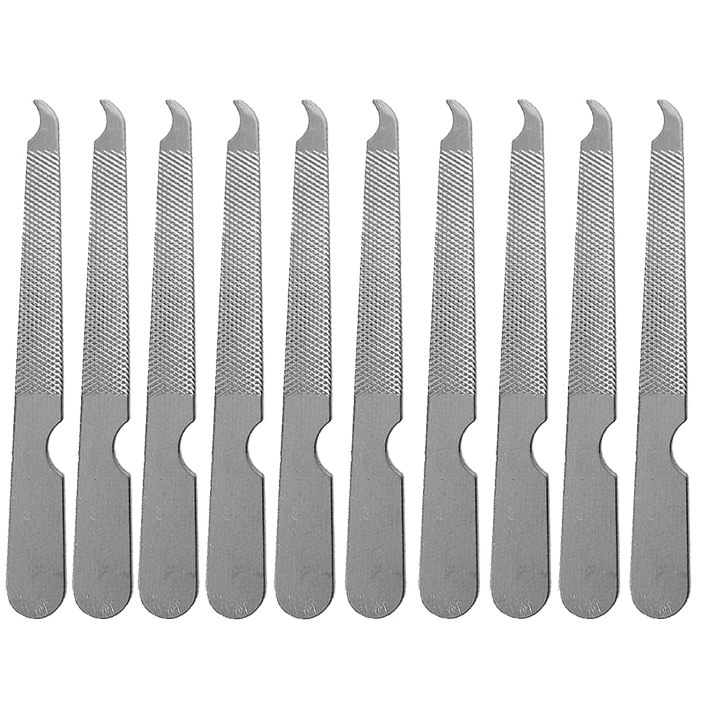 LNJBABAO 10 Pack Nail File Set Stainless Steel Double Side Nail File Silver Stainless Steel Double-Sided Nail File Trim Manicure Tool For Hand And Foot Care In Nail Salon Silver