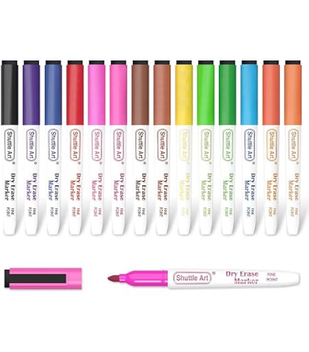 Mr. Pen 52-Pack Dry Erase Markers, Chisel Tip, Low Odor - Assorted Colors For Whiteboards