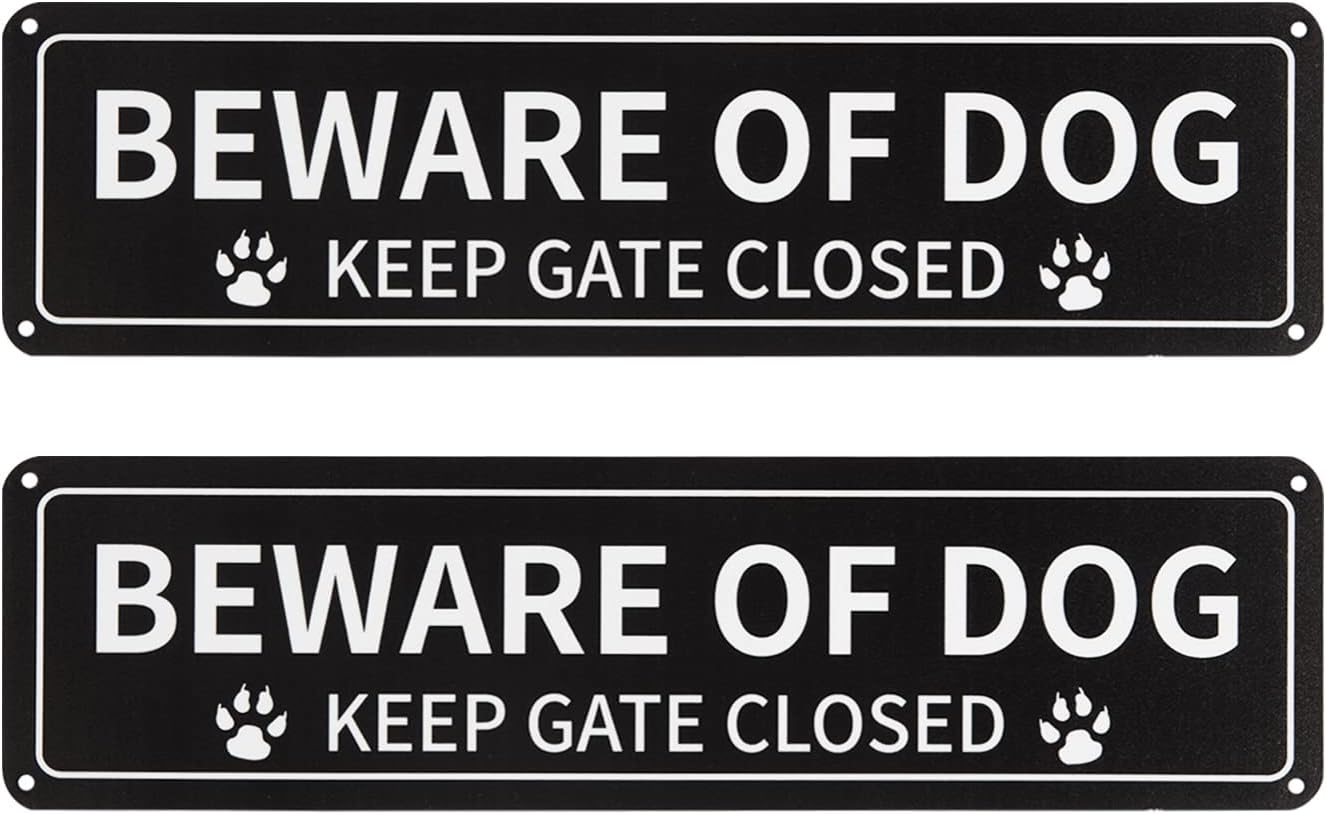 Yard Signs - Beware of Dog Sign, 12x3 Inch Rust Free .040 Aluminum Metal Sign, Reflective, Fade Resistant, UV Protected, Weatherproof Warning Dog Sing for Fence Door or Gate (2 Pack)
