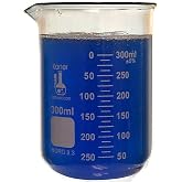 300ml Beaker, Low Form Griffin, Borosilicate 3.3 Glass, Double Scale, Graduated, Karter Scientific (Single)