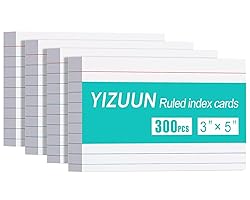 YIZUUN Index Cards 3x5, 300 Pack, Heavy Ruled Index