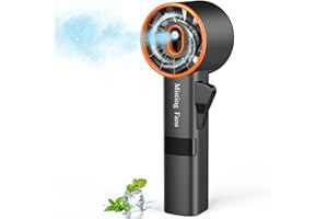 Ausic Portable Handheld Misting Fan, Turbo Fans with Mist, High-Speed, 3 Speeds Personal Small Water Spray Fan, Outdoor Cooling Rechargeable Battery Operated Fans for Kids/Travel/Makeup/Shopping