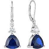 Starchenie 925 Sterling Silver Dangle Earrings for Women Trillion Cut Birthstone Jewelry