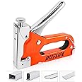 DIFFLIFE Heavy Duty, 4-in-1 with 2400 Staples, Manual Brad Nailer Power Adjustment for Wood, Crafts, Carpentry, Decoration DIY