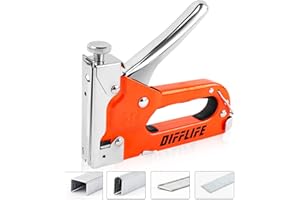 DIFFLIFE Heavy Duty, 4-in-1 with 2400 Staples, Manual Brad Nailer Power Adjustment for Wood, Crafts, Carpentry, Decoration DIY