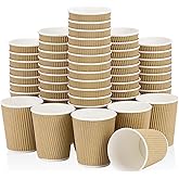 Pack of 50 Pcs,Disposable Coffee Cups: Eco-Friendly,Ripple Paper 8ounce Cups, Biodegradable, and Compostable Options for On-T