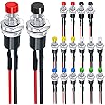 MKBKLLJY 18Pcs 7mm Mini Round Pushbutton Switches 1A 250V AC 2 Pins SPST ON Off Momentary Push Button Switch with Pre-soldere