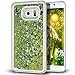 Samsung Galaxy S7 Edge case,Crosstree Liquid, Appmax Cool Quicksand Moving Stars Bling Glitter Floating Dynamic Flowing Case Liquid Cover for galaxy s7 edge. (Star Green)