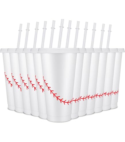 Domensi Lot de 24 gobelets réutilisables en plastique transparent avec couvercle et paille de 450 ml avec couvercles et pailles pour anniversaire, fête à thème sportif (motif de football Domensi Lot de 24 gobelets réutilisables en plastique transparent avec couvercle et paille de 450 ml avec couvercles et pailles pour anniversaire, fête à thème sportif (motif de football