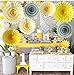 Yellow Elephant Baby Shower Decorations Cream Grey 7pcs Honeycomb Tissue Paper Fan Flower for Yellow You are My Sunshine Party Bridal Shower Decorations Yellow Birthday Party Decorations