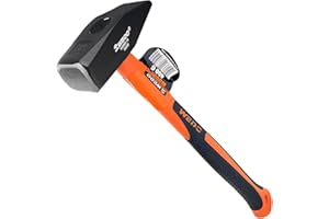 WEDO Cross Peen Hammer,14oz Tack Hammer,Ball Peen Hammer,400g High Carbon Steel Hammer Head,Length 300mm(12"), Machinist Engineers Hammer With Fiberglass Handle