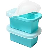 CHILL³CUBES Silicone Freezer Trays with Lids - 2-Pack Large 1-Cup Portion Ice Cube Molds for Soup & Meal Prep, Stackable, Leakproof, Food-Grade, Oven & Dishwasher Safe