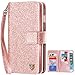 BENTOBEN Case for iPhone 6S Plus/6 Plus, Shiny Bling Flip Sparkle Folio Wallet Case Card Slots Cash Holder Wrist Strap Phone Case for Apple iPhone 6S Plus/6 Plus, Rose Gold/Pink