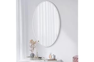 SCWF-GZ 20x30 Oval Mirror Round Full Length Wall Mounted Hanging or Against Wall Metal Frame Dressing Make-up Mirrors for Entryway Bedroom Bathroom Living Room 30 20 inch Silver