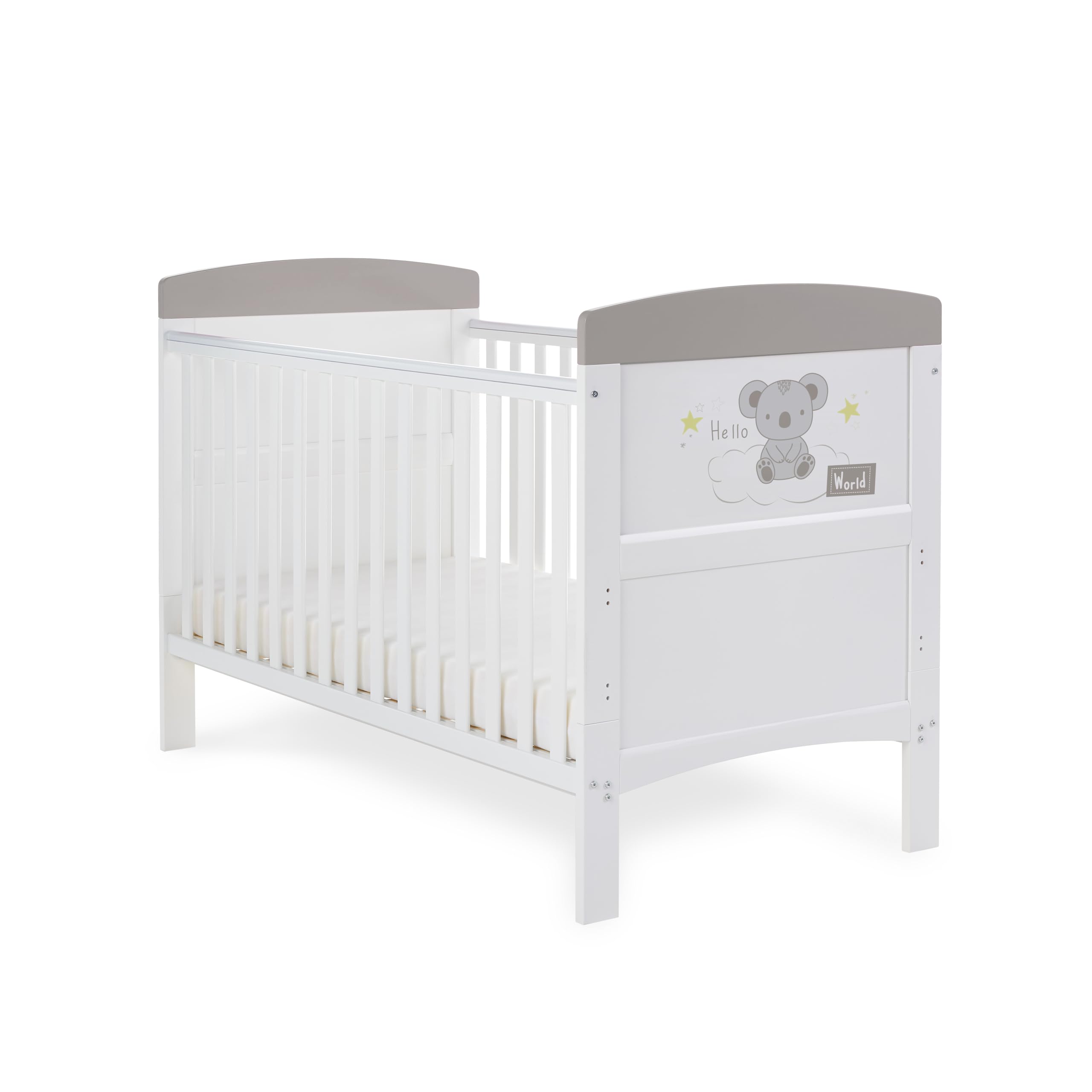 Obaby Grace Inspire Cot Bed - Hello World Koala Grey
