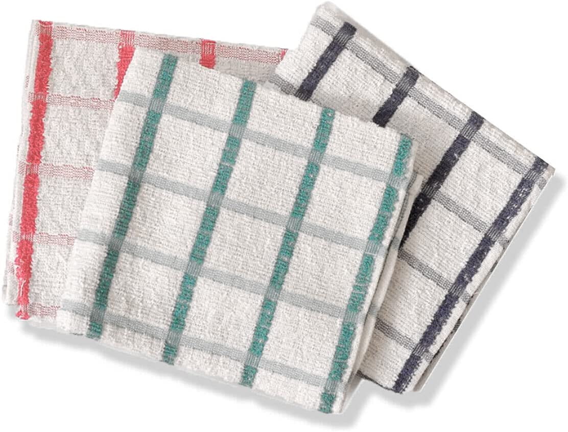 MAS International Kitchen Terry Tea Towel 100% Pure Cotton Absorbent Long Lasting Soft Touch Dish Towels, Tea Towels, Bar Towels (Pack of 8)