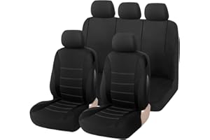Foneso Car Seat Covers, 100% Breathable with Composite Sponge Inside, Airbag Compatible Universal Fit Accessories Auto for Cars, Trucks, Sedan, Van, SUVs (Black)