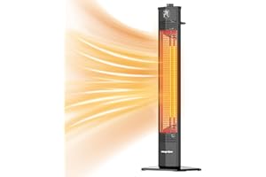 Encyclpo Patio Heater for Outdoor Use,1500W Infrared, 36 in Portable Tower Heater, 3 Levels, IPX5 Waterproof, Tip-Over&Overheat Protection for Garage, Indoor, Large Room, Backyard, Home