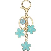 PATIKIL Initial Keychain, Flower Charm Letter Key Chain Cute Floral Charm Letter Keyring