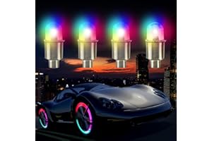Dafuz 4 Pcs LED Flash Tire Lights Flashing Colorful - Led Flash Tyre Wheel Valve Cap Light Set Waterproof for Car, Bike, Bicycle, Motorcycle, Tricycle, Golf Cart Tire, Motion Activated