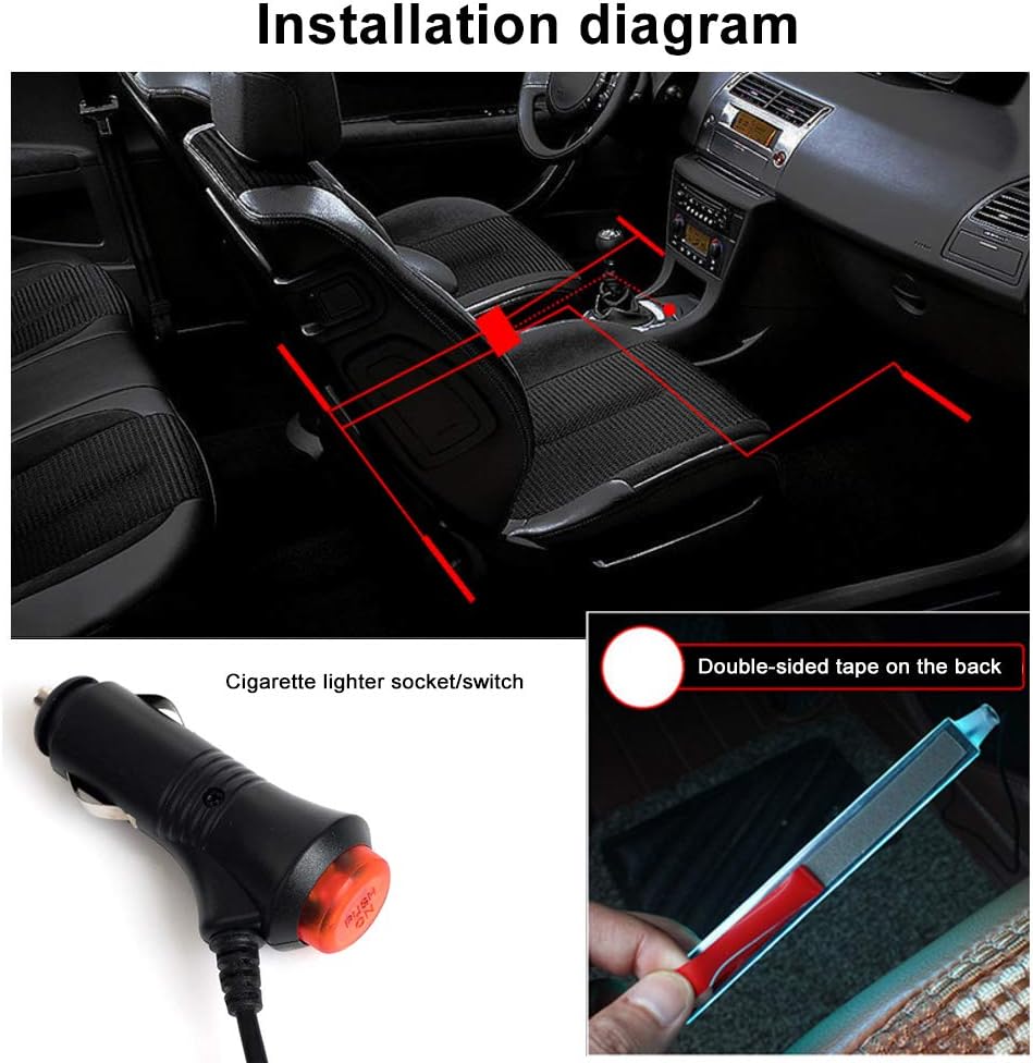 XUNATA 4pcs 36 LED 5050 Multicolor Car Interior Lights Under Dash