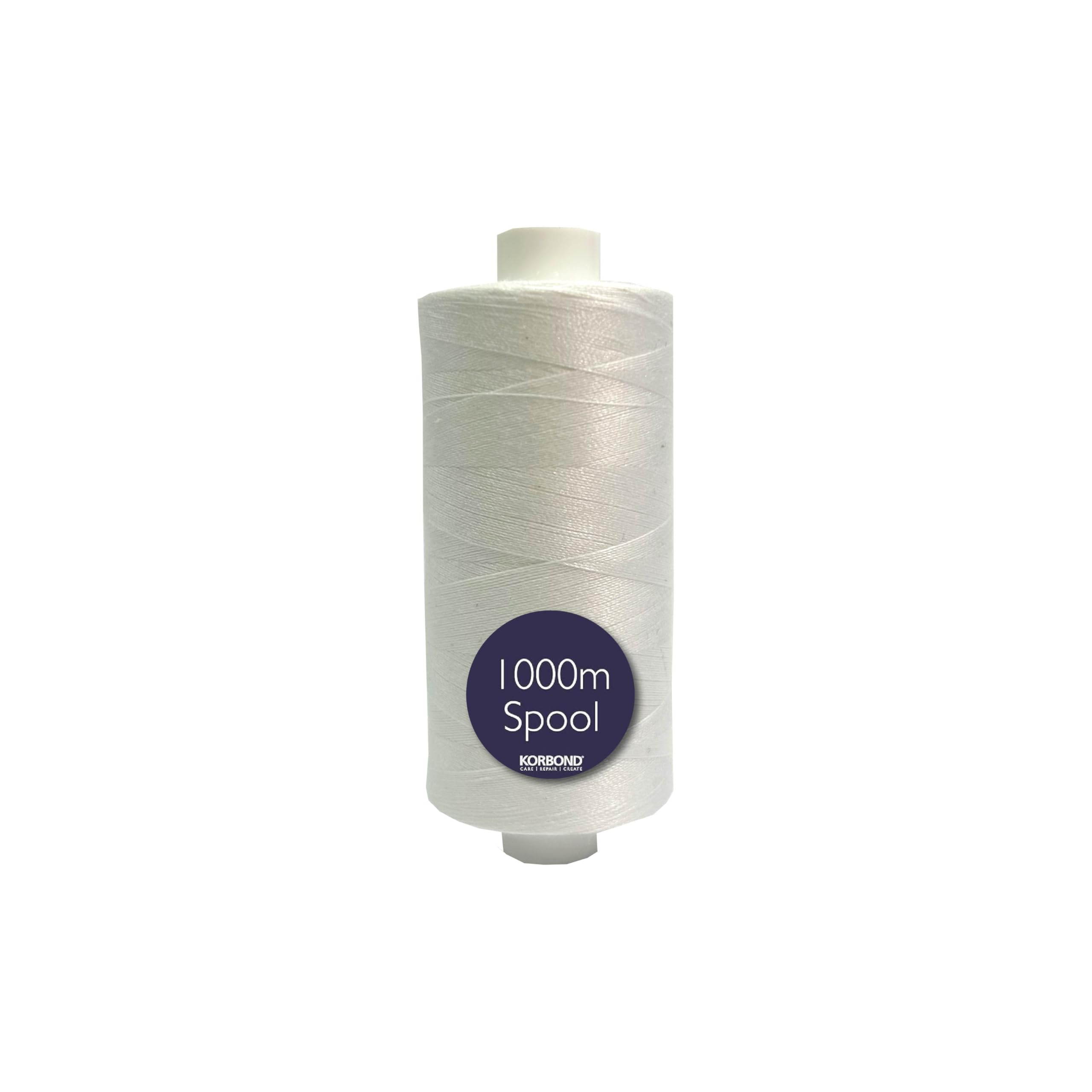 Korbond 1000m White Polyester 3280ft Coated Strong All Purpose Ideal for Hand Sewing, Machines, Crafts, Quilting, Repair Work – Stronger Than Natural Thread