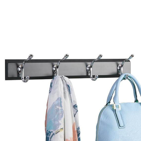 Perchero De Madera Con 4 Ganchos Dobles Para Colgar Abrigos Blanco