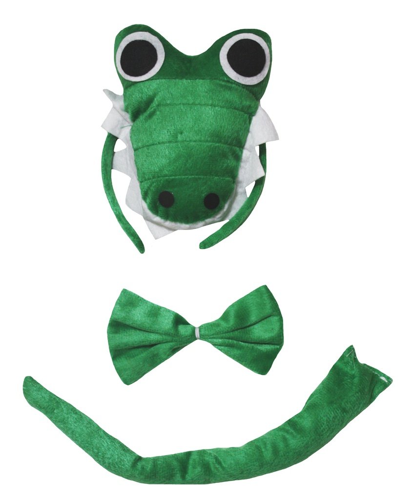 Petitebelle Cutie Crocodile Headband Bowtie Tail 3pc Costume (Green, One Size)