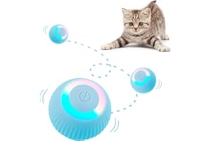 lelean Interactive Wloom Cat Toy Ball 2.0 Smart Automatic Rolling Toy Cat Ball Moving Self Indoor Playing Play Pet's with LED Lights Power Balls Cat Toy, Blue