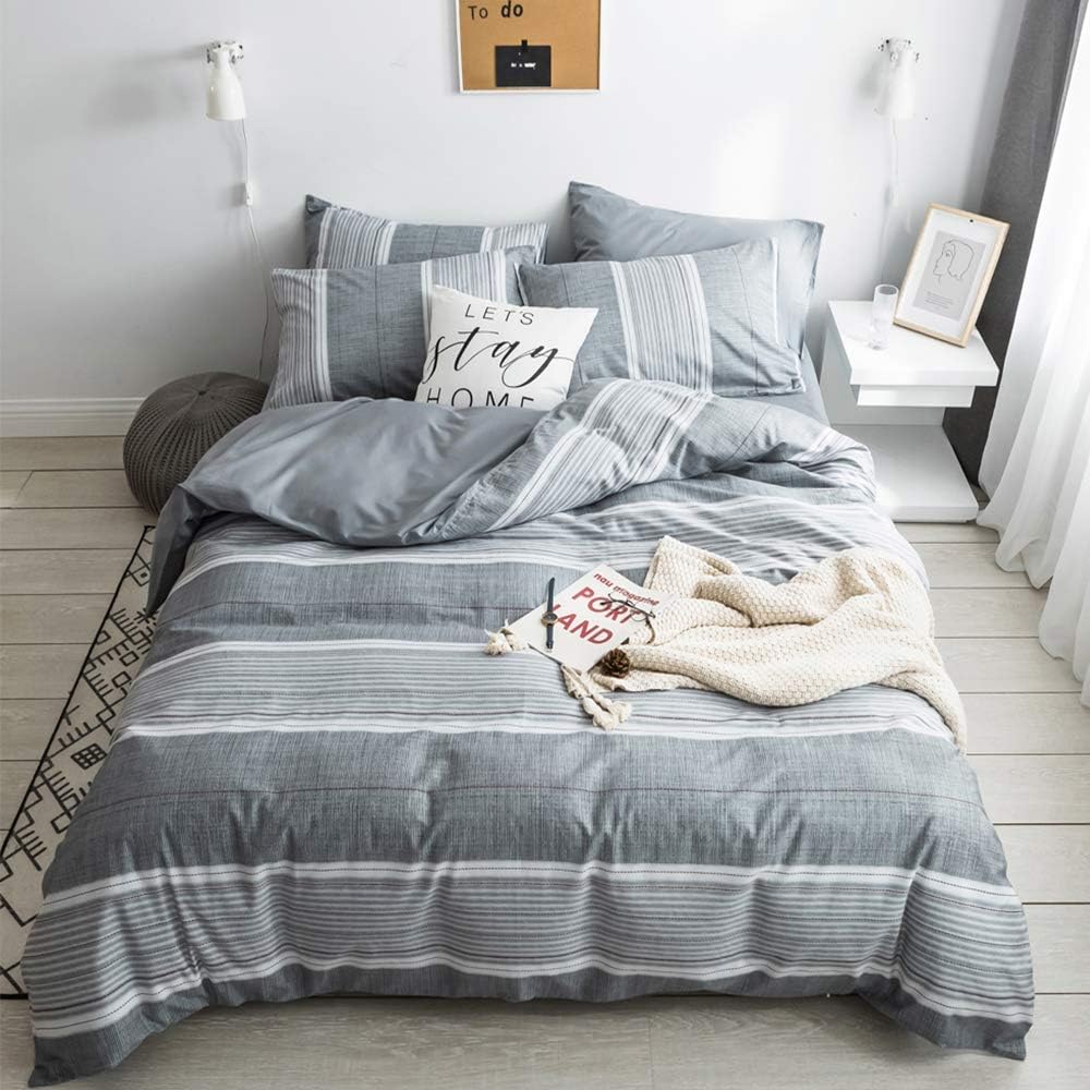 Modern Geometric Duvet Cover Set Queen Black White Dots Cotton Bedding