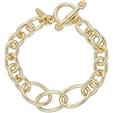 Ettika Womens Bracelet. Simple Chain Link 18k Gold Plated Bracelet with Toggle. Fashion Jewelry. Great Gift