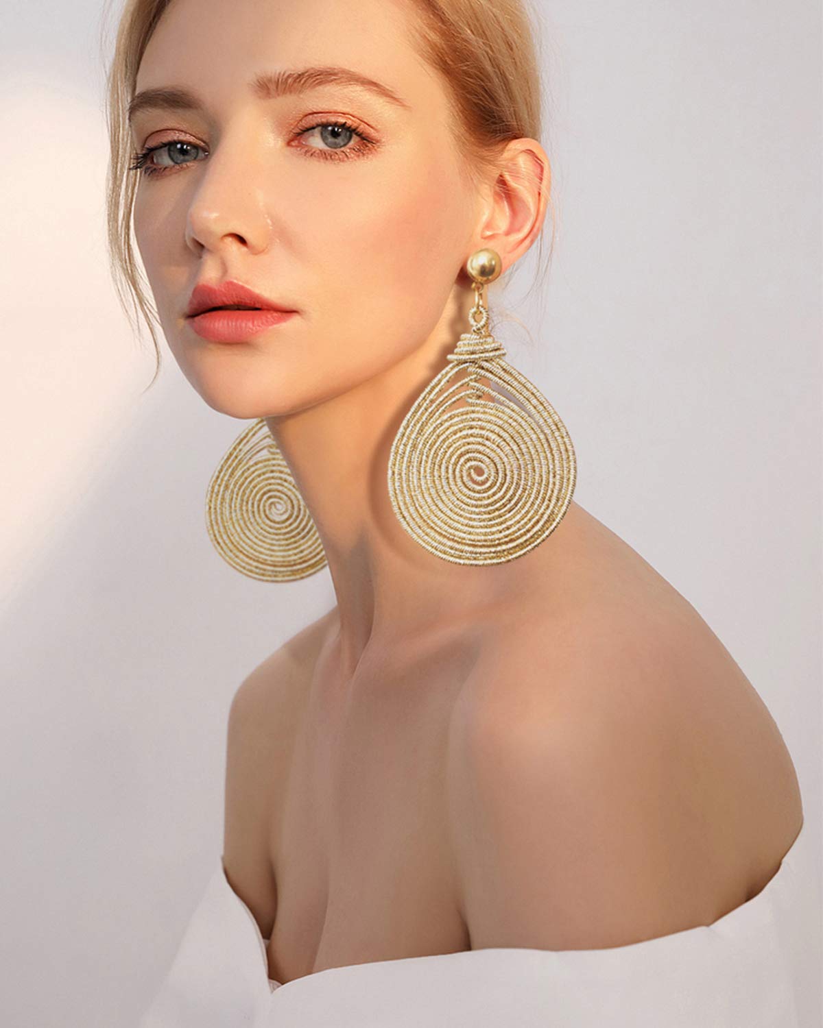 Vintage Statement Earrings Geometric Metal Multi Layer Hoop Long Dlange Earrings for Women Wedding Party