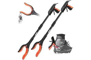Jellas 2-Pack 32 Inch Grabber Reacher Tool with Magnetic Tip, Reacher Grabber with 360 Degrees Rotating Jaw, Grabber with Shoehorn for Elderly, Trash Picker Tool for Outdoor & Indoor (Orange)