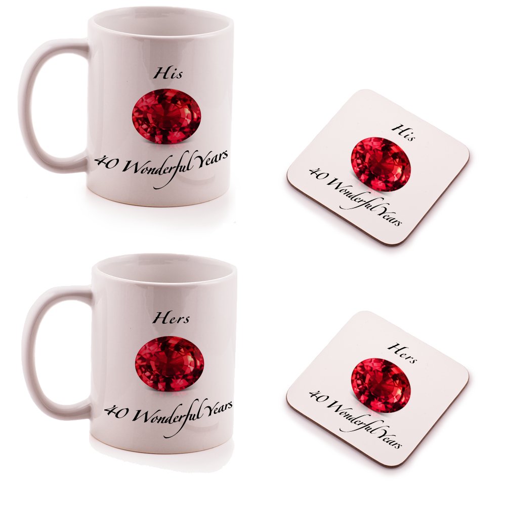 Ruby 40th Wedding Anniversary His and Hers Mug and