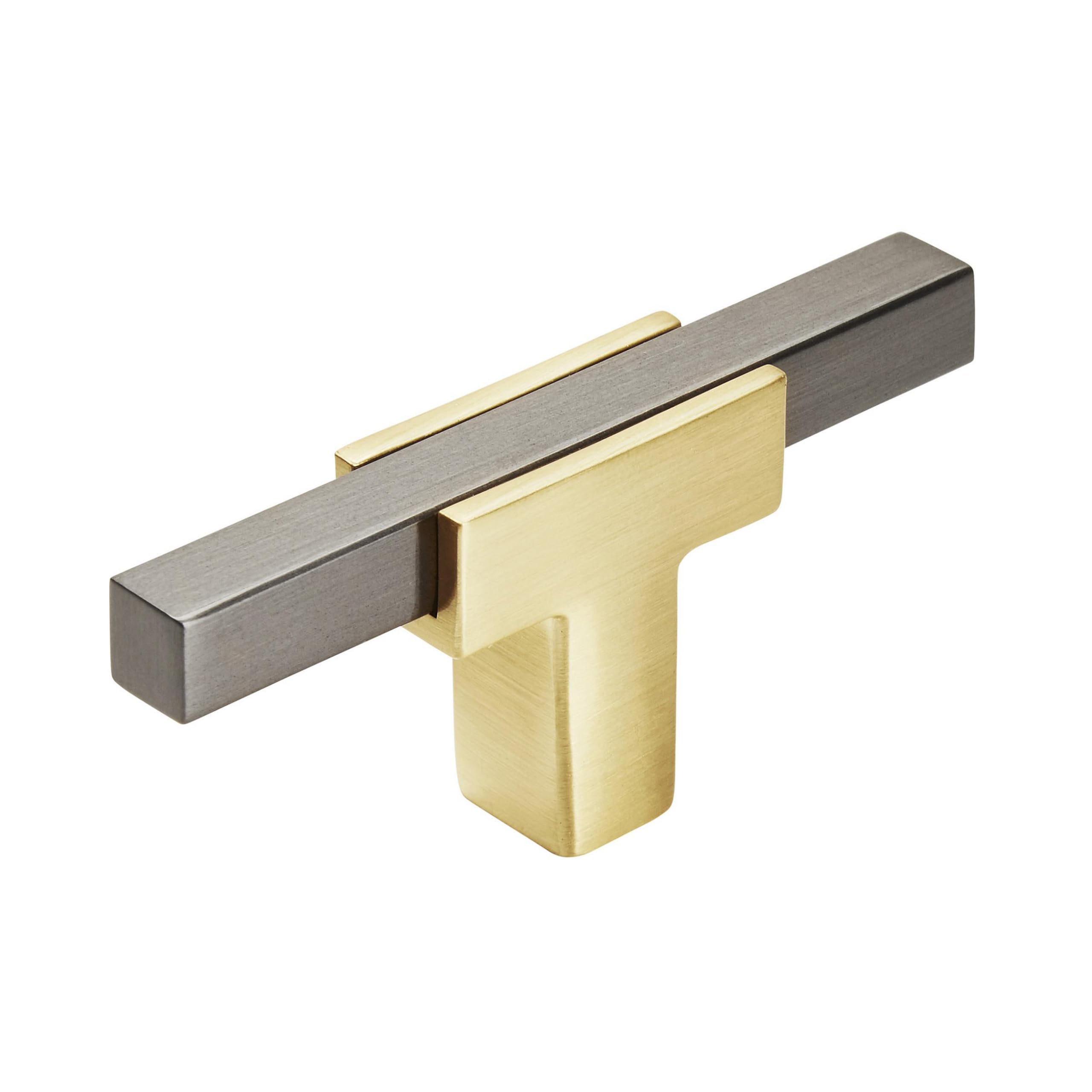 Amerock BP67BGLBCR | Kitchen Cabinet Door or Drawer Knob | Brushed Gold/Black Chrome | 2-3/4 inch (70 mm) Length | Urbanite | 1 Pack | Furniture Hardware | Bathroom Cabinet Hardware — image 1