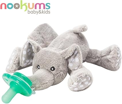 Amazon Nookums おしゃぶりホルダー ぬいぐるみ おしゃぶり付き ぞう 並行輸入品 おしゃぶりホルダー ベビー マタニティ 通販