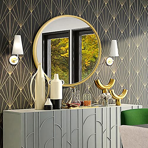 RiteSune Round Gold Wall Mirror 18" for Vanity Bathroom Bedroom Entry Dining Room Living Room