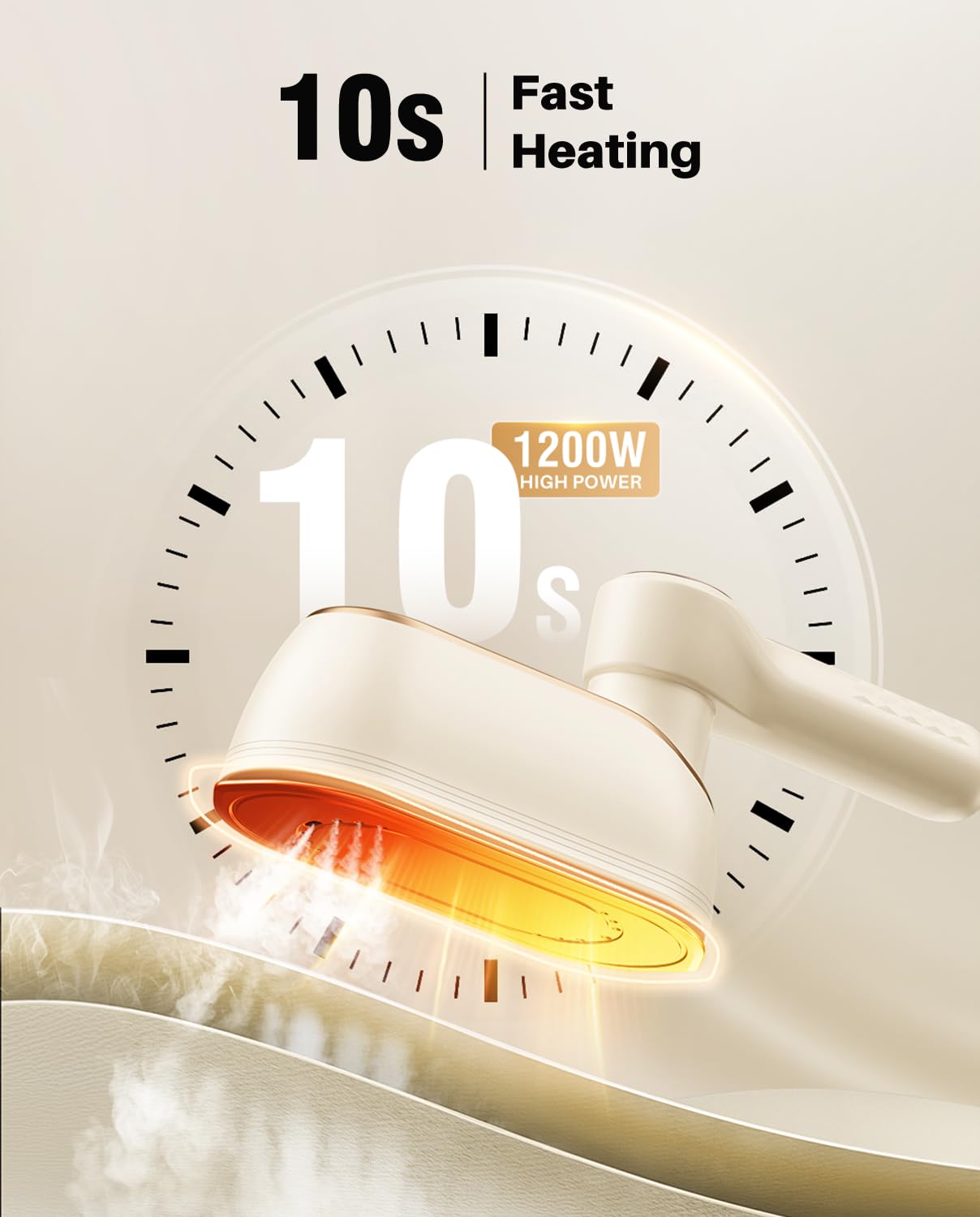 1200W Portable Travel Steamer Iron for Clothes - 4 Modes, LCD Display, 10S Fast Heating, 180° Swivel Handle, Powerful Wrinkle Remover for Home, Dorm, and Travel – White