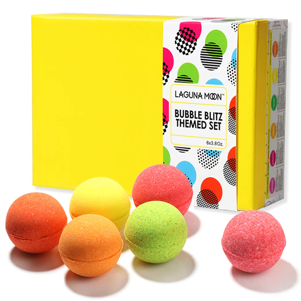 Lagunamoon Bath Bombs Gift Set, Natural Organic Handmade Fizzy Bath