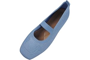 Women's Mary Jane Flats Shoes Comfortable Dressy Knit Ballerina Walking Slip-on Shoes Ladies