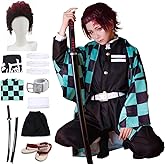 DARKNINET Cosplay Costume Anime Costume Kimono Hallowee Cloak Robe Sword Slippers Wig Set
