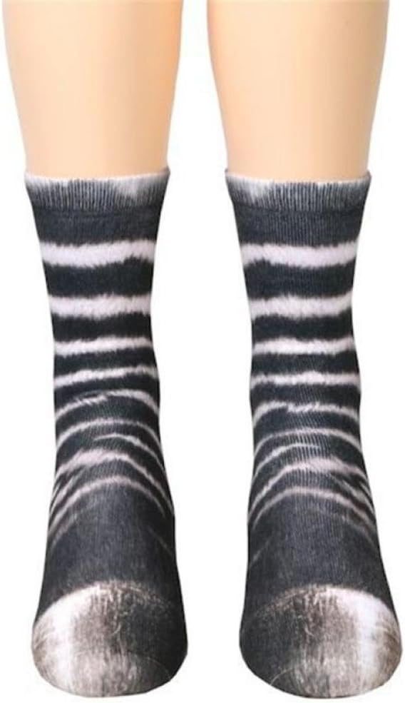 Novelty Socks, 6-12 Years Old Children Kids Lifelike Animal Paw Sublimated Print Crew Socks, Polyester Rich, Comfortable, Breathable, High Performance Thermal Socks