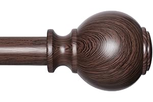 ZNONOX Wood Curtain Rods for Windows 28 to 48 Inches,1 inch Heavy Duty Window Curtain Rod with Imitation Wood Grain Finials,Decorative Drapery Rods Adjustable, 28"-58"(2.3-4.8ft), Bronze Wood