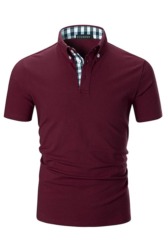 YCUEUST Herren Kurzarm Poloshirt Polohemd Polo Shirts mit Kariert Polokragen